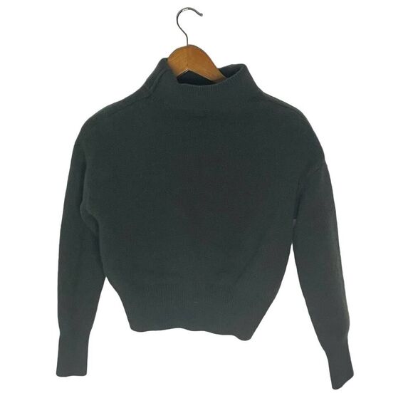 Women's LIT Activewear Wool Blend Cropped Turtleneck Sweater Green M - Picture 2 of 9